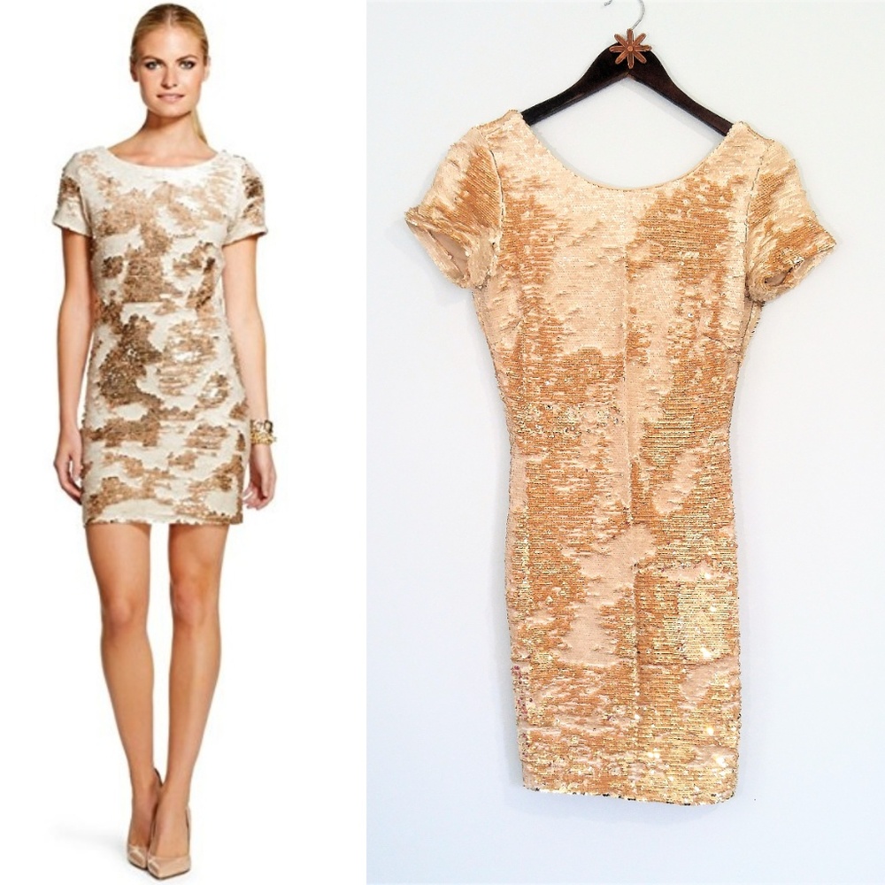 NWT Renn Reversible Gold Sequin Mini Dress size 4